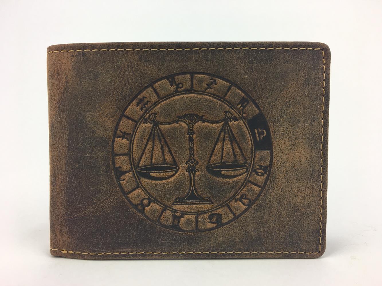 Waage Sternzeichen Lederbörse Brieftasche braun Lederbörse Sternzeichenbörse
