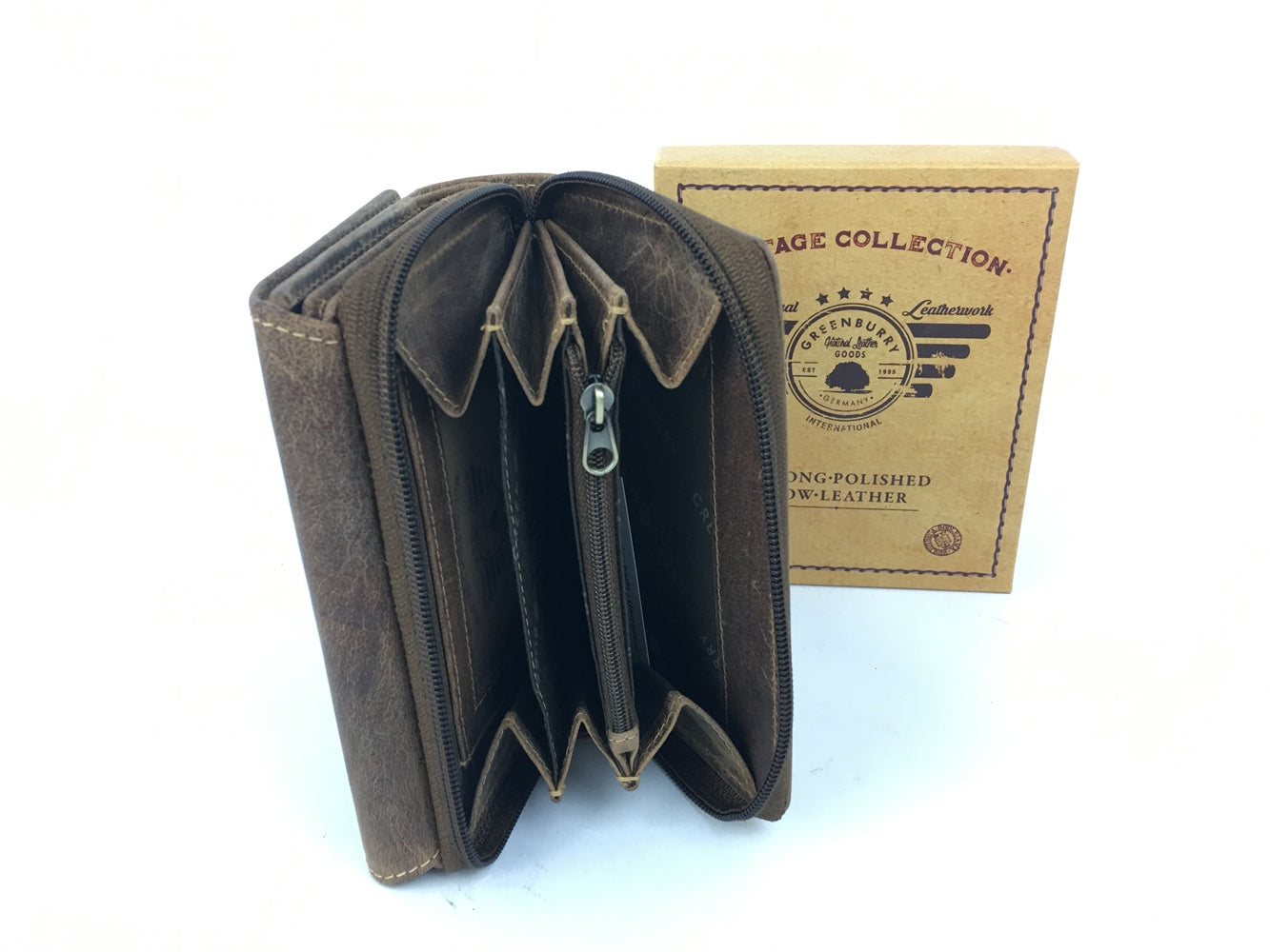 Fettlederbörse Damenbörse Antikleder Braun rustikal Used Look Vintage