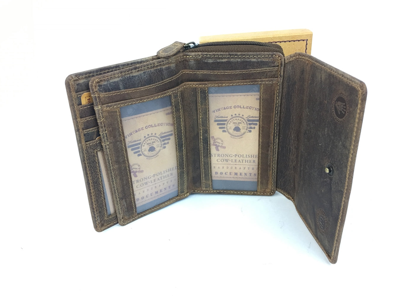 Fettlederbörse Damenbörse Antikleder Braun rustikal Used Look Vintage
