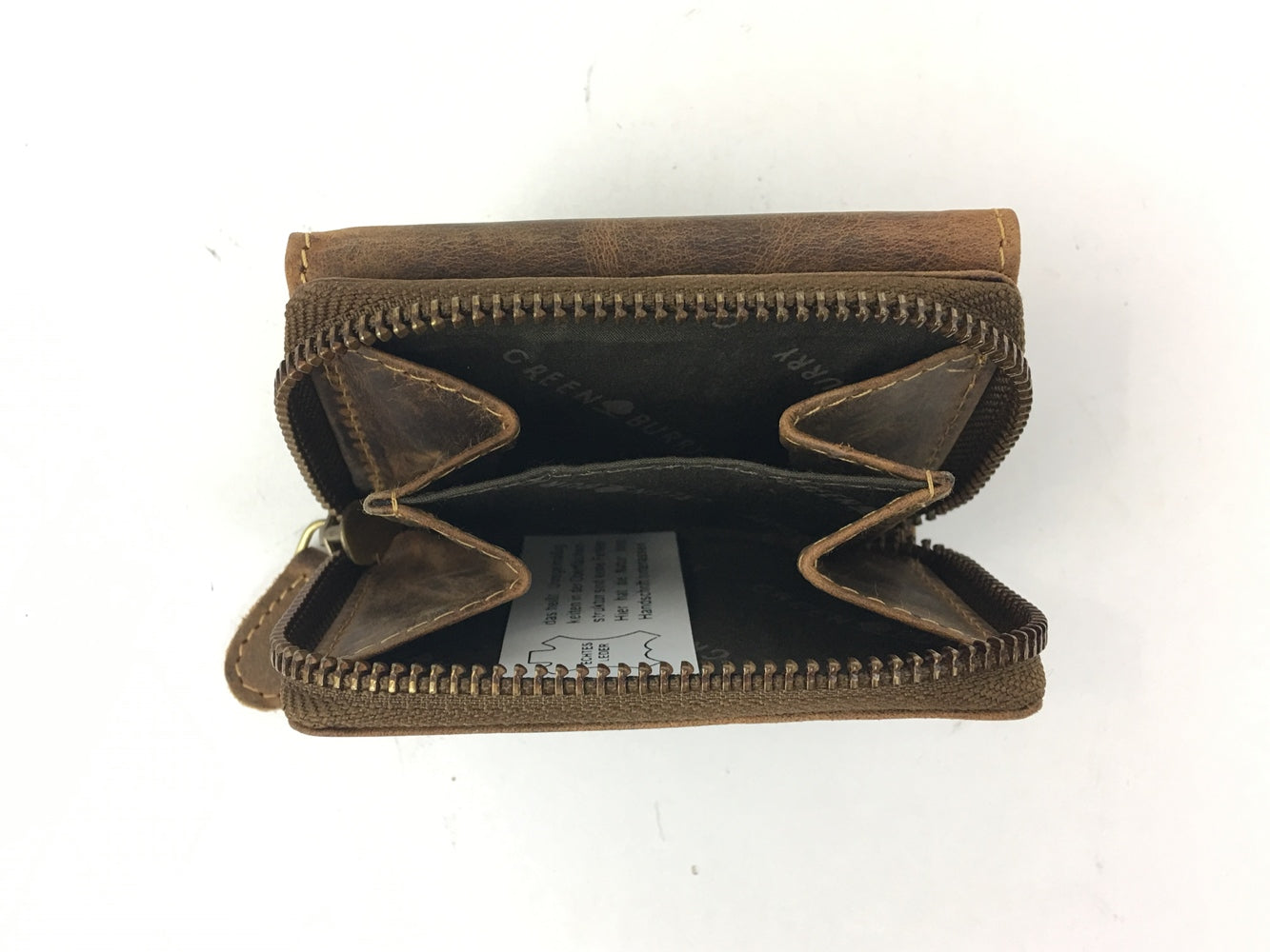 kleine Vintage Lederbörse Reiverschluss Geldbörse Leder braun