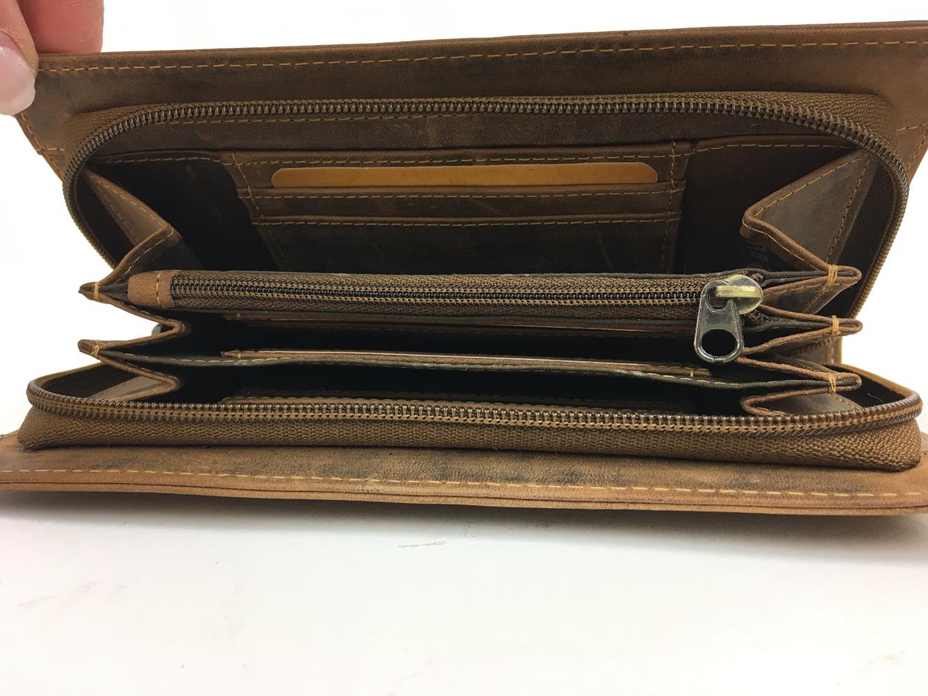Geldbörse Frauen Vintage Reißverschlussbörse braun