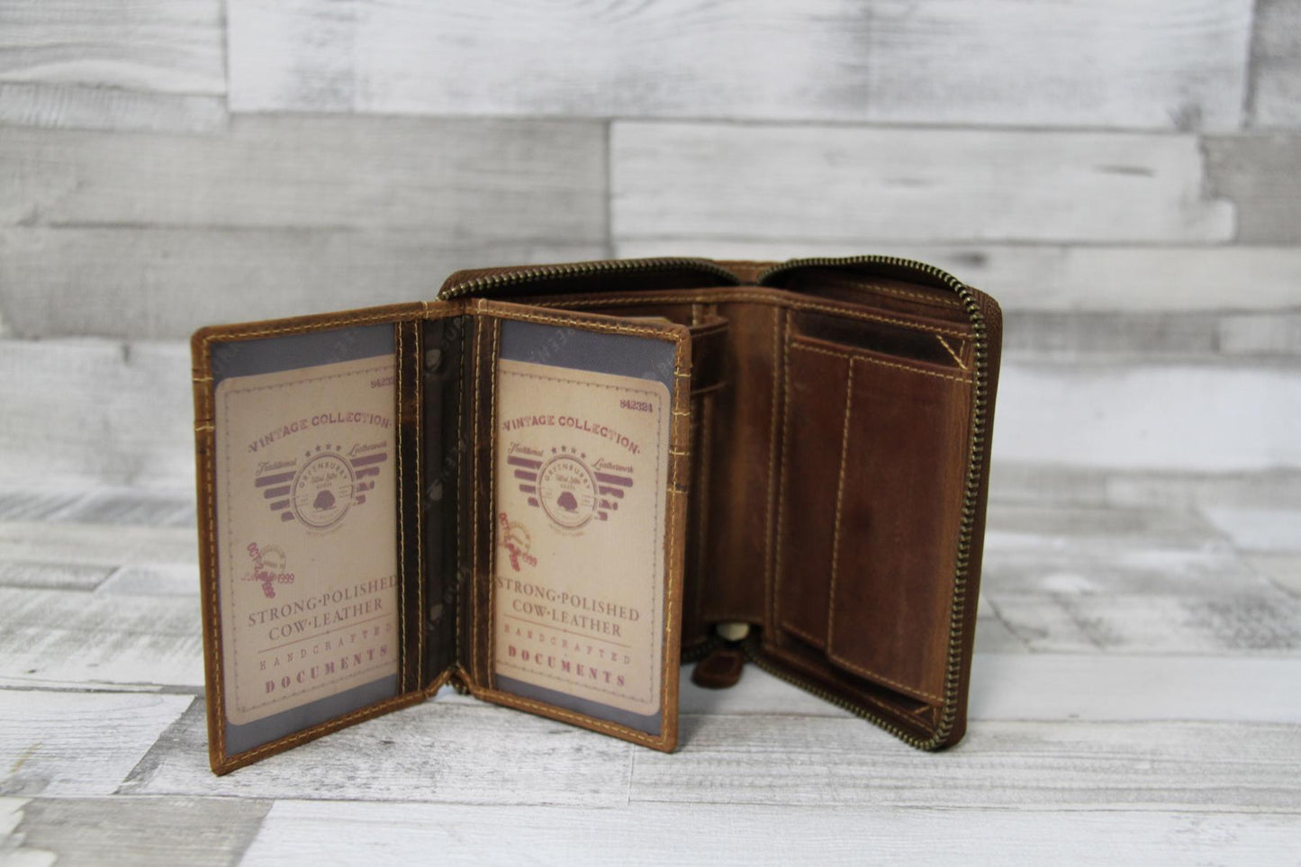 Vintage Herrenbörse Sternzeichen Waage Leder Geldbörse Reißverschluss