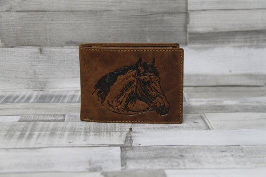 Vintage Scheintasche 2tlg.Horse Leder Pferdekopf Prägung