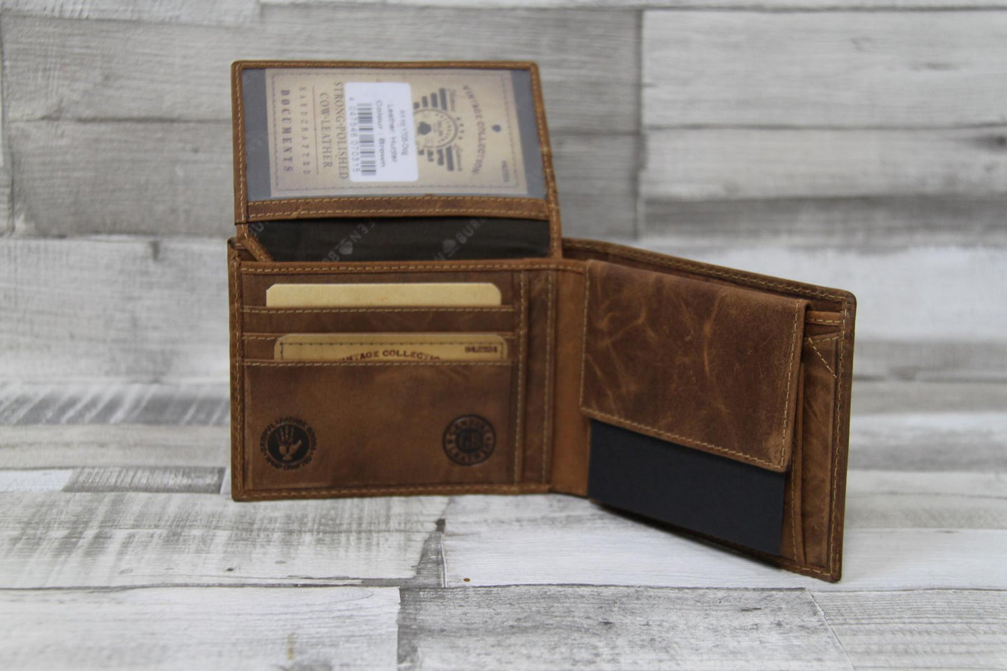 edle Leder Vintage Geldbörse Hundemotiv Leder Labrador Prägung, Herren