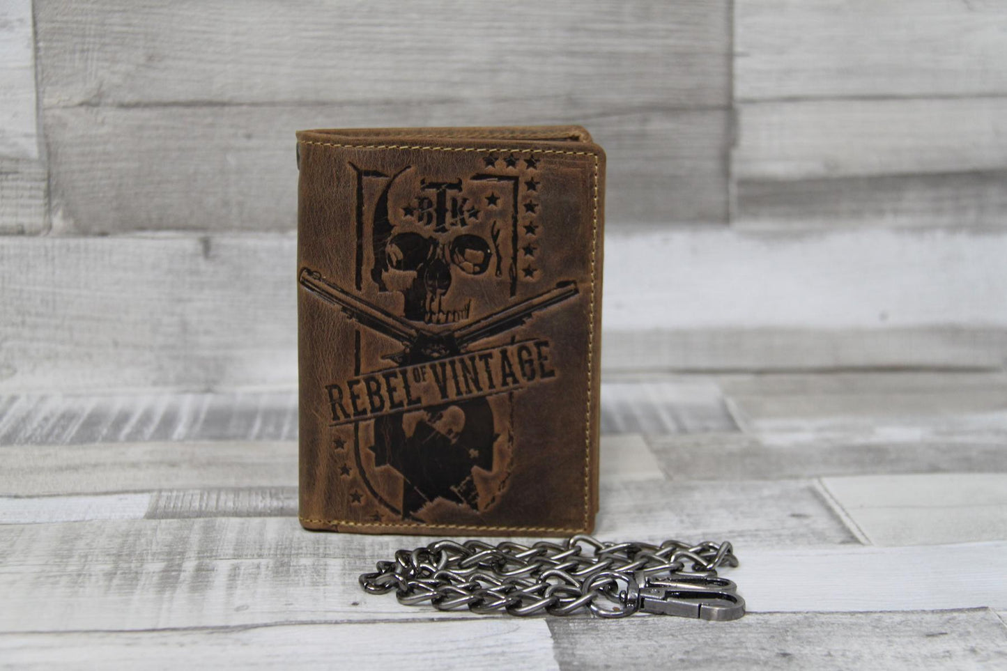 Leder Geldbörse Herren Skull Vintage – Kombibörse aus Echtleder mit Totenkopf-Motiv – Greenburry Rebel Wallet