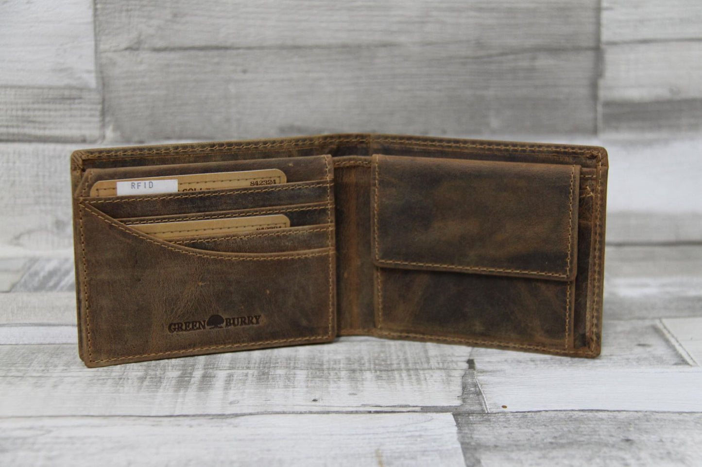 Vintage RFID Scheintasche 2tlg. brown Leder