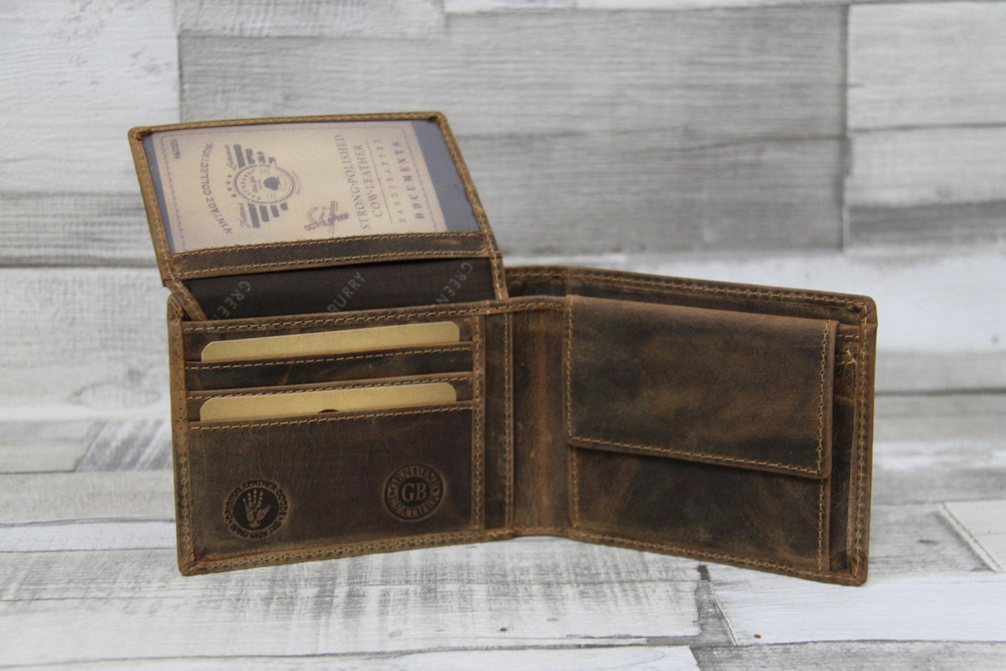 Vintage RFID Scheintasche 2tlg. brown Leder