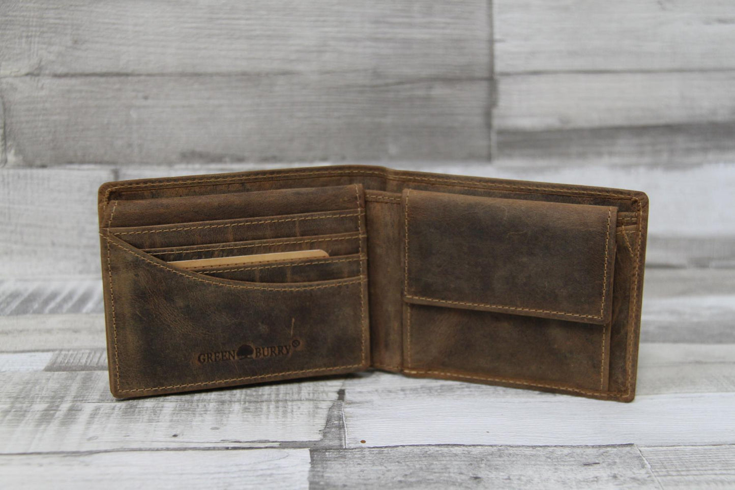 Jägerbörse Leder Vintage mit Hirschmotiv – Scheintasche Herrenbörse