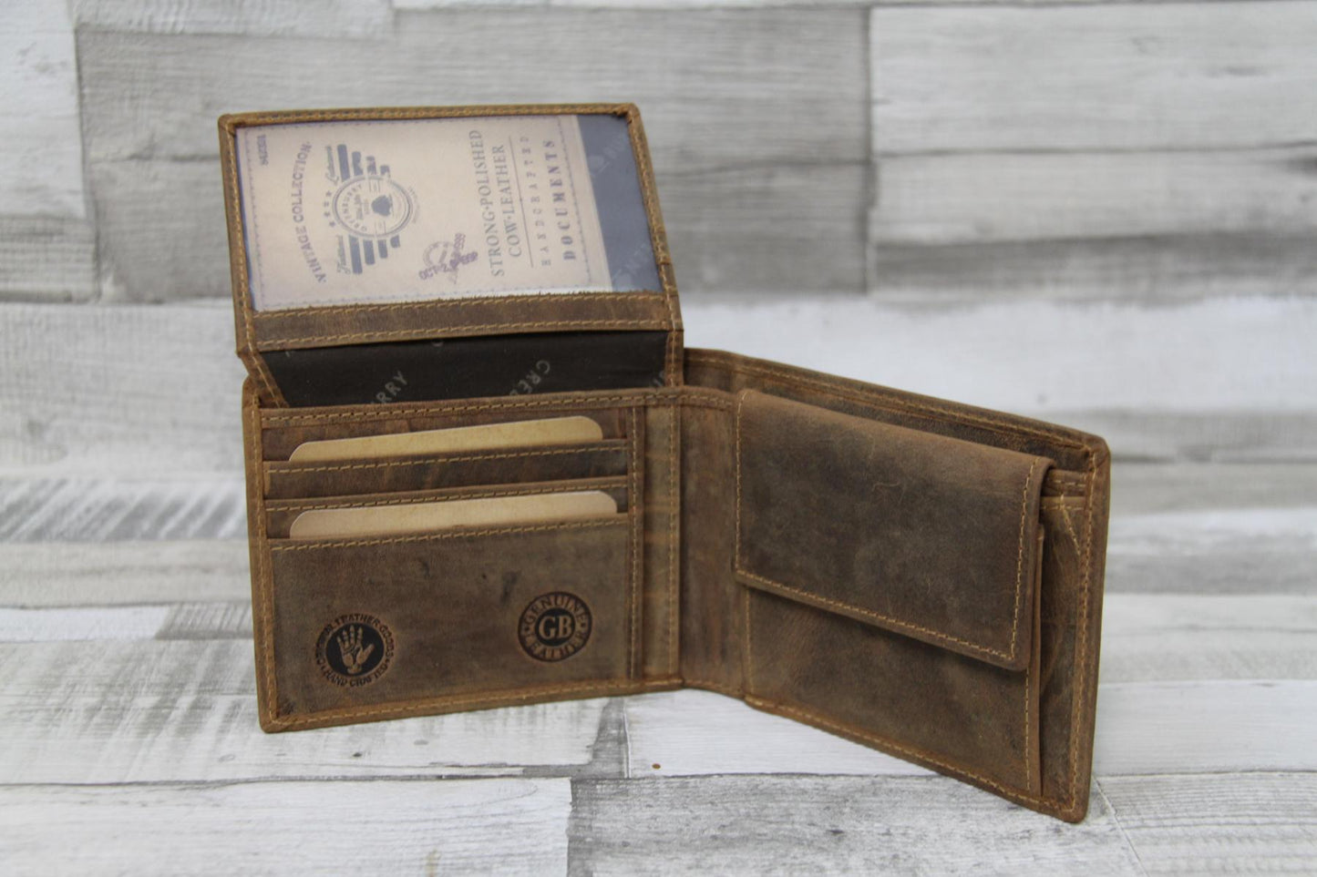 Jägerbörse Leder Vintage mit Hirschmotiv – Scheintasche Herrenbörse