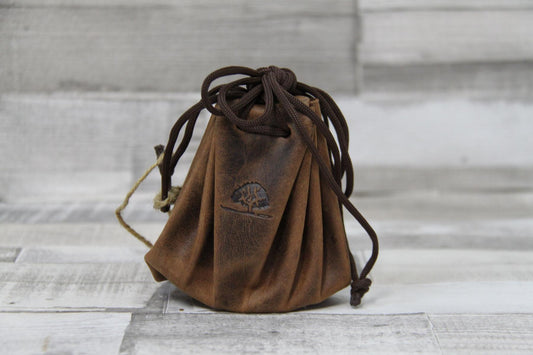 Ledergeldsack Geldsack Leder Vintage – Münzbeutel aus braunem Fettleder