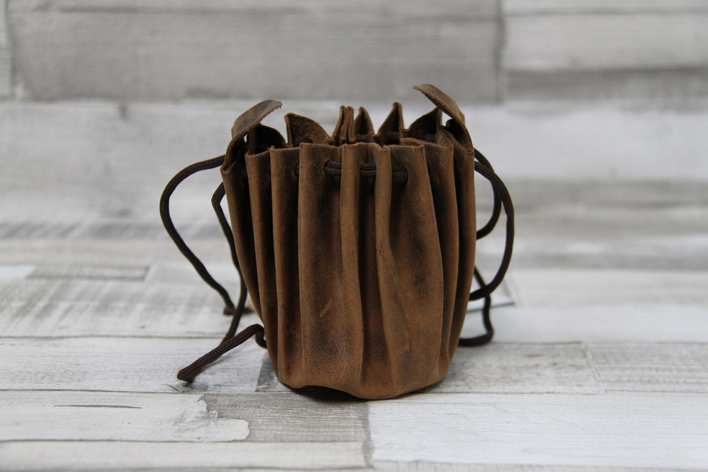 Ledergeldsack Geldsack Leder Vintage – Münzbeutel aus braunem Fettleder