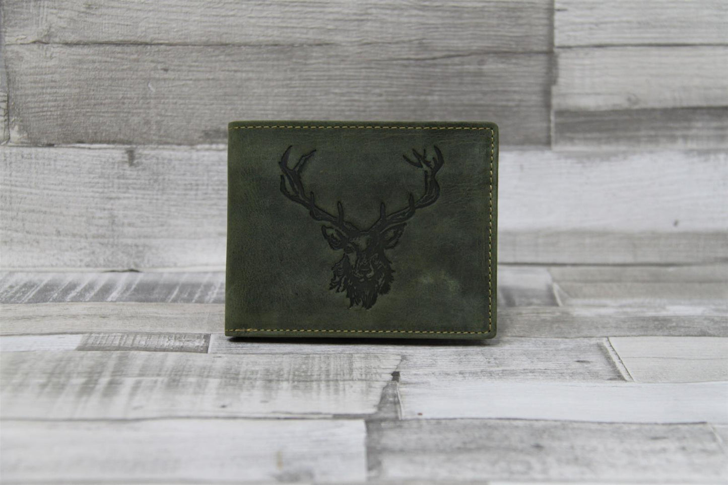Vintage Scheintasche 2tlg. Royal Stag oliv Leder Hirsch Motiv