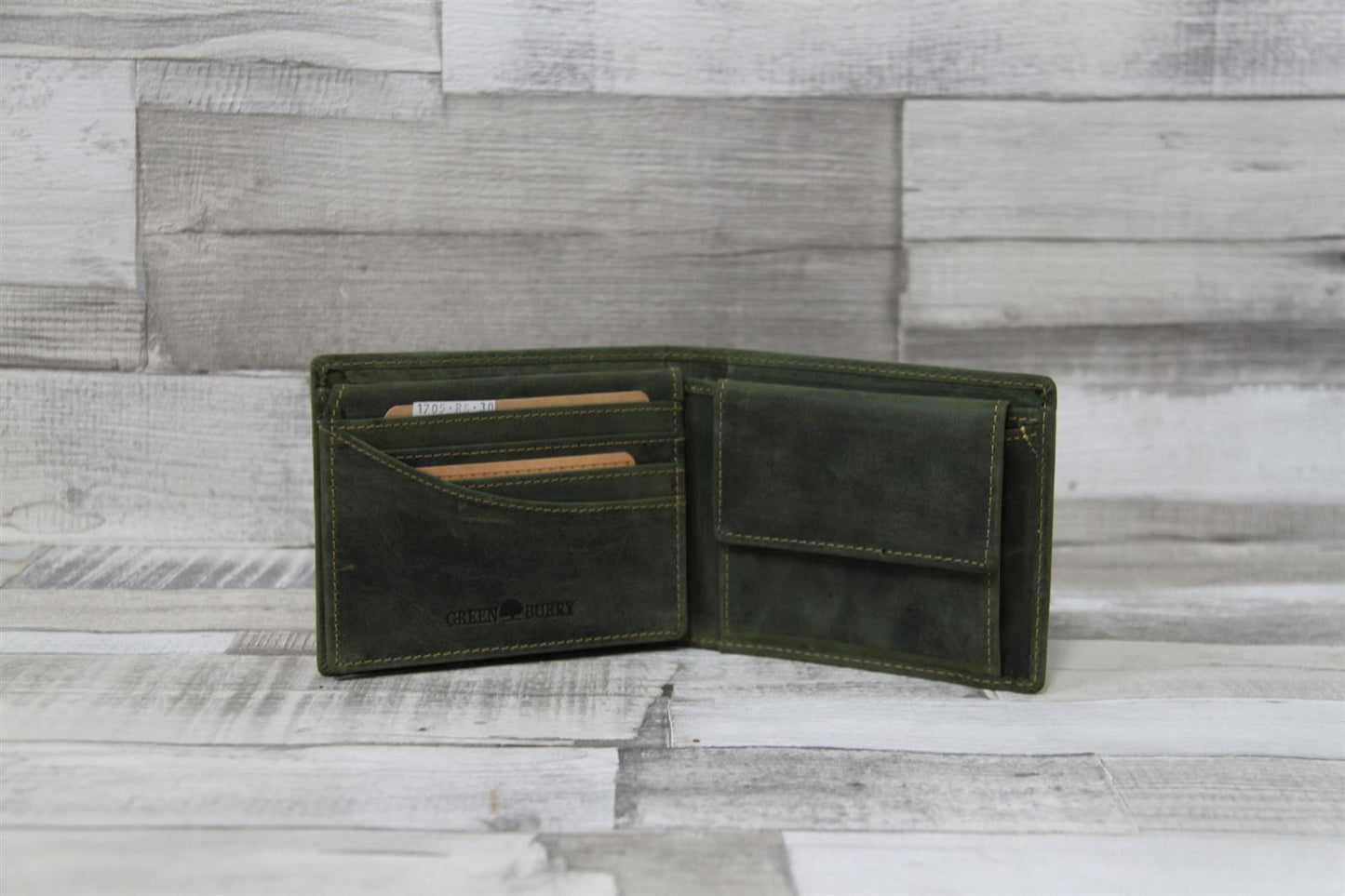 Vintage Scheintasche 2tlg. Royal Stag oliv Leder Hirsch Motiv