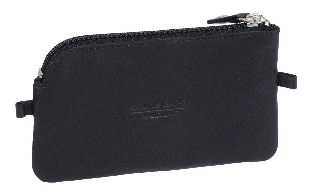 Schlüsseltasche aus Leder schwarz – kompakt mit 2 Ringen