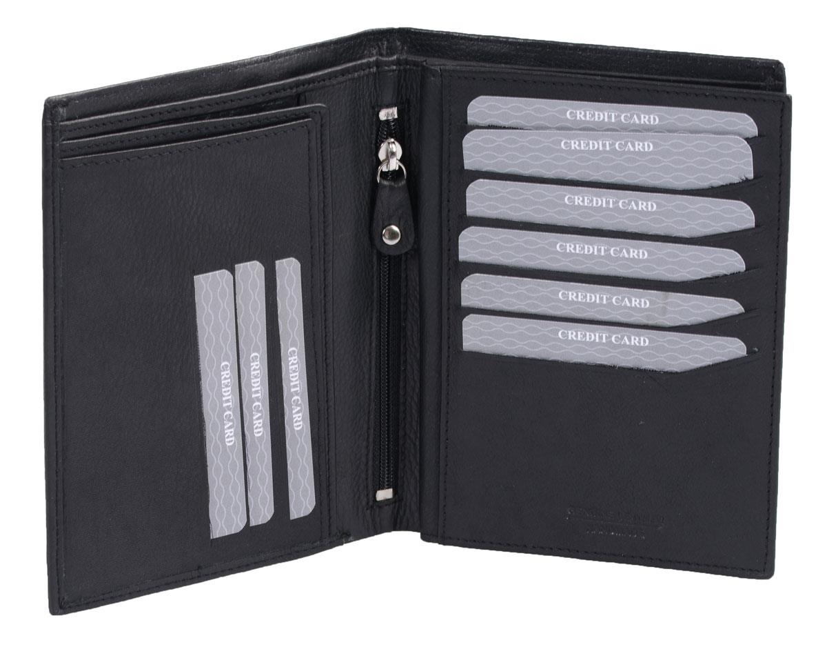 Große Brieftasche aus Leder – Kartenetui & Dokumentenmappe schwarz