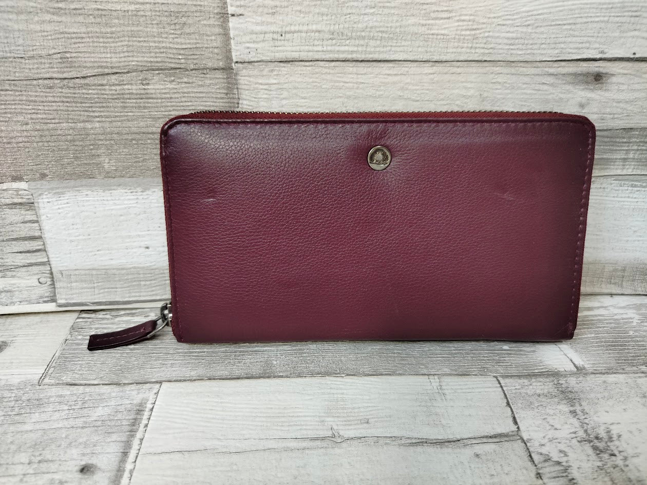 Leder Geldbörse Damen bordeaux mit Reißverschluss – große Damenbörse im Querformat aus Leder – Greenburry Spongy