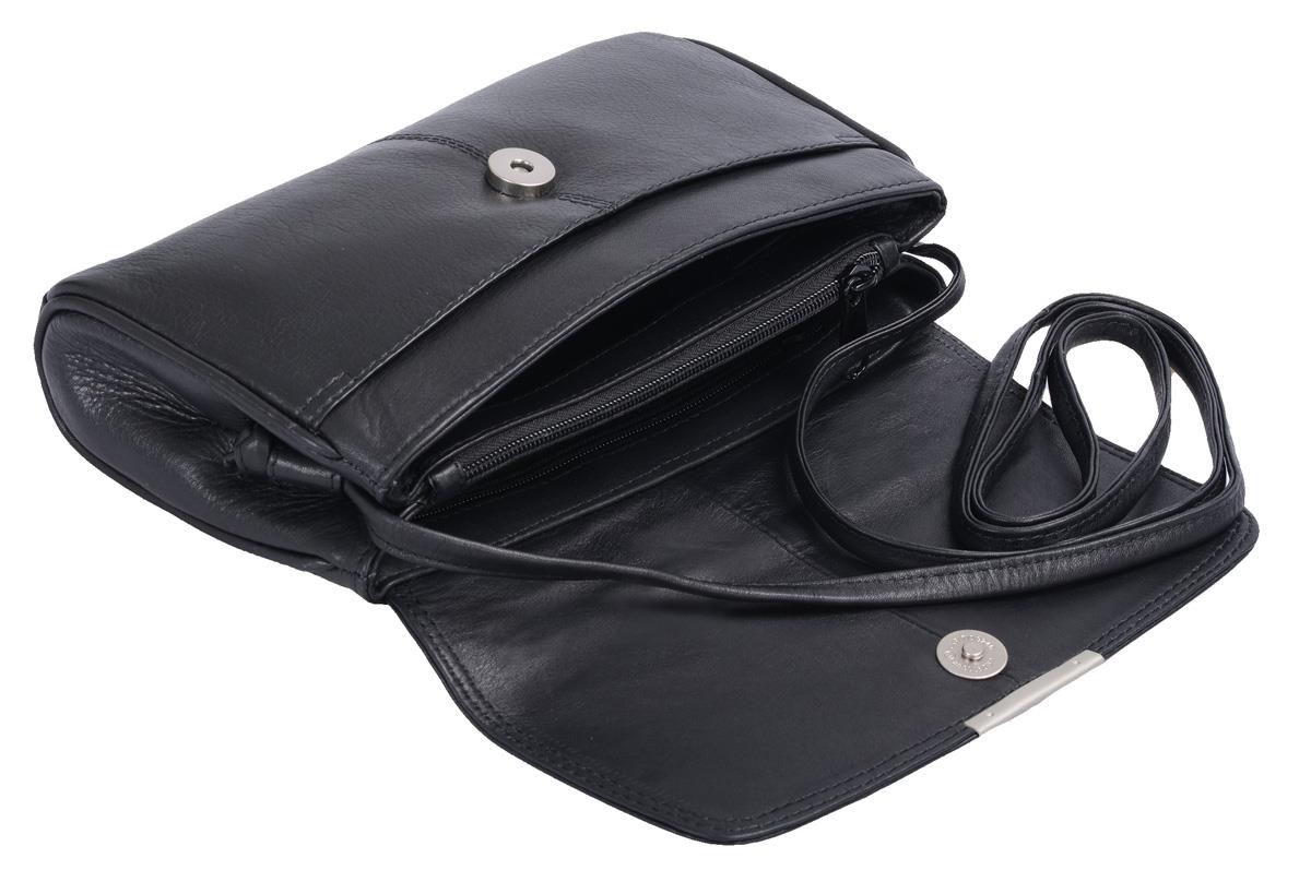 schwarze Lederhandtasche / Abendtasche Clutsch