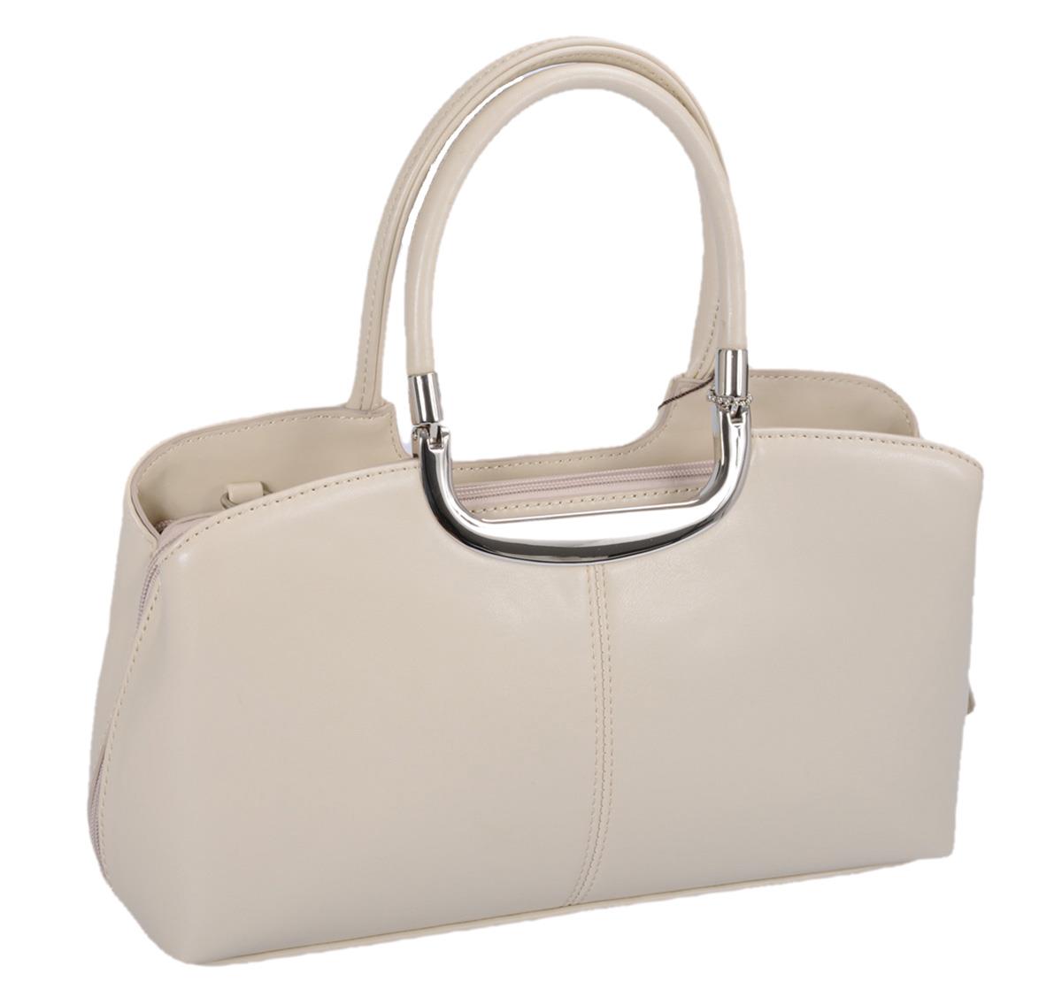mittlere beige Daniele Donati Handtasche, fest Form, Schultergurt abnehmbar