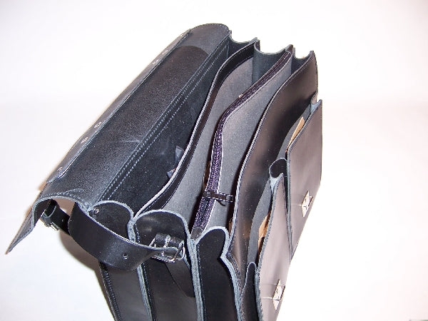 Thielemann' Ledertasche schwarz 3 Fächer 7,5/10/7,5