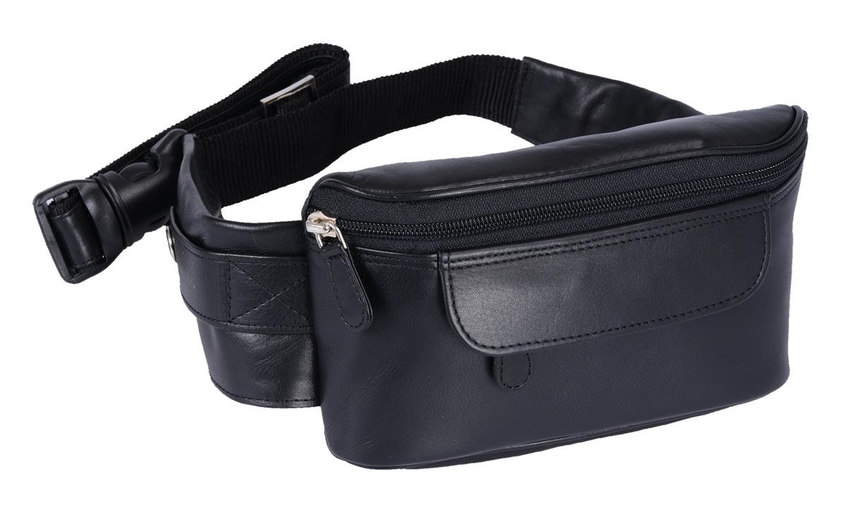 Schwarze Gürteltasche aus Leder – kompakt, praktisch und alltagstauglich